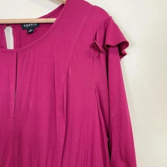 Torrid Wine Challis Tier Skater  Dress - Picture 7 of 12